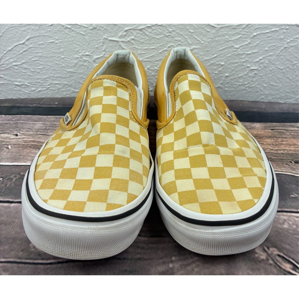 Vans Classic Slip On Yellow Checkerboard Canvas Shoes Women's Size 6